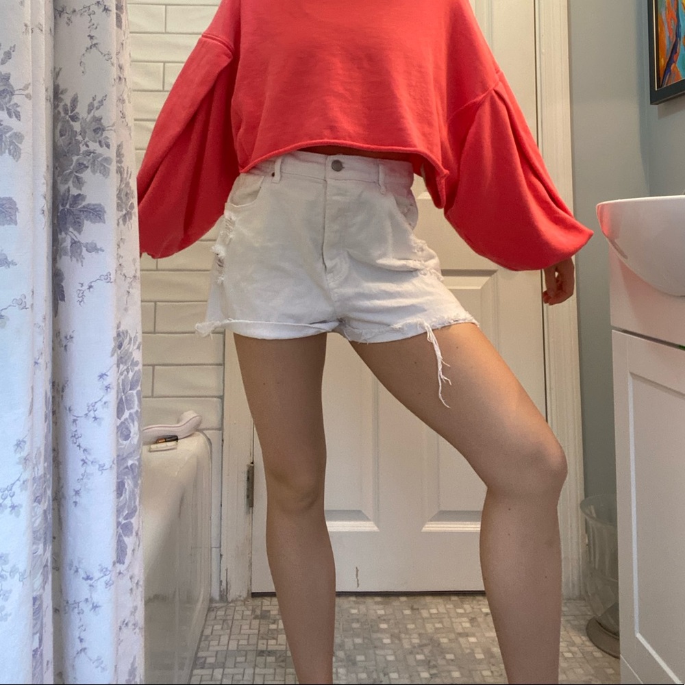 White jean shorts